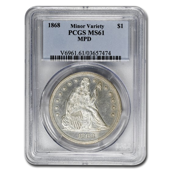 1868 Liberty Seated Dollar MS-61 PCGS (MPD) 1868 Liberty Seated Dollar MS-61 PCGS (MPD)
